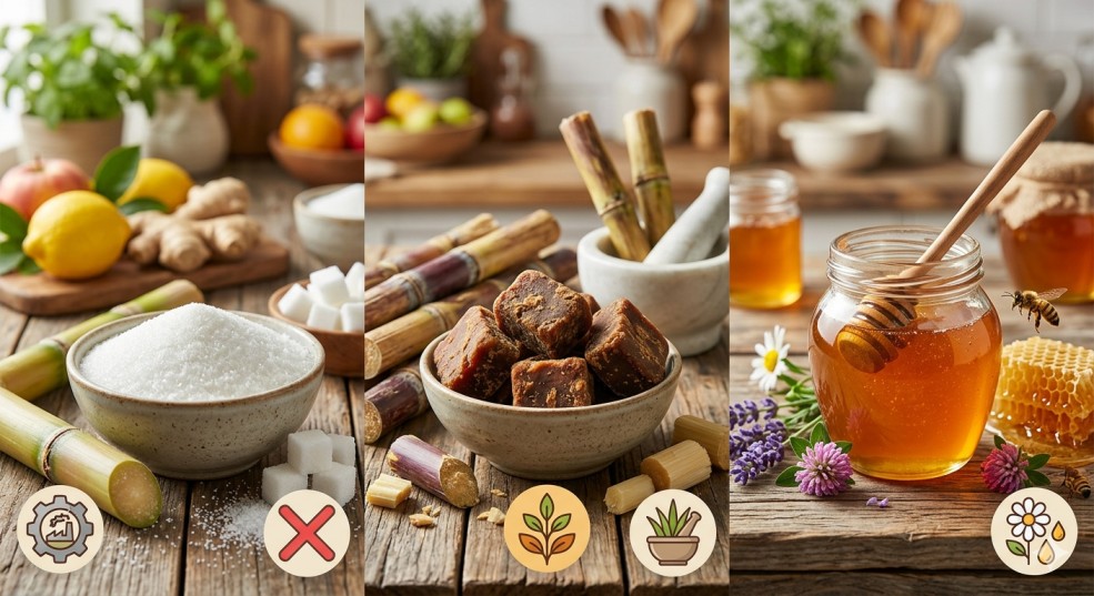 ugar vs jaggery vs honey
